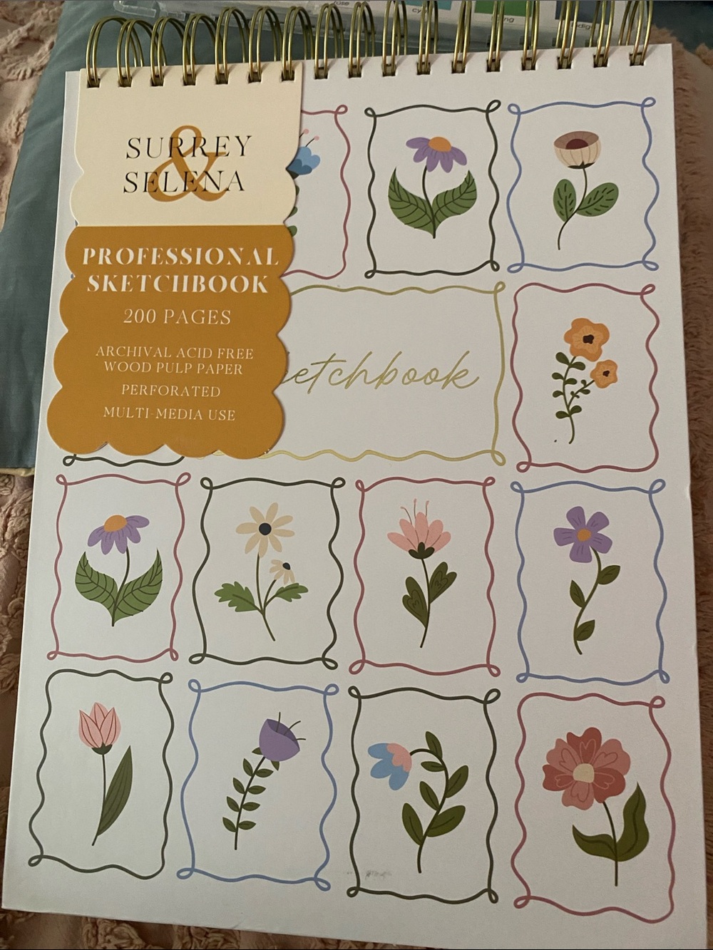 White Floral Professional Sketchbook